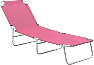 vidaXL Vidaxl - Tumbona Plegable De Acero Y Tela Rosa