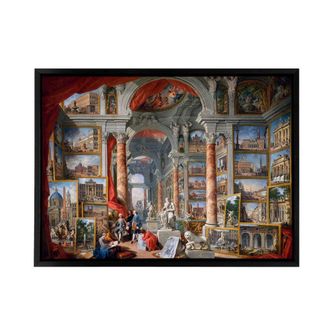 Artery8 Panini Views Of Modern Rome Monuments Framed Canvas Wall Art Print | Size: W24 x H32