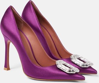 Amina Muaddi Camelia silk satin pumps