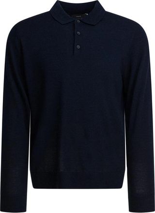 Vince Wol Pique Sweater - Heren - Polos - Blauw - M - Wol - Tops
