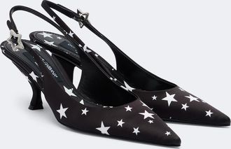 Dolce & Gabbana Embellished printed satin slingback pumps