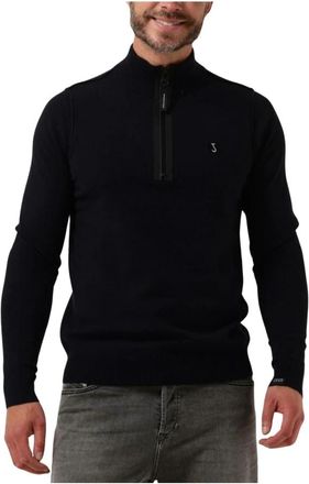 Butcher of Blue Heren Clifden Halfzip Trui Blauw - Heren - Ronde hals truien - Blauw - S - Wol - Truien & Vesten