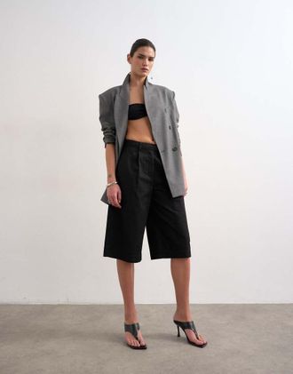 Topshop Pantaloncini cargo taglio lungo neri-Nero