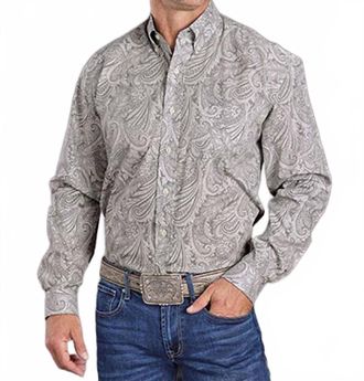 Stetson Mens Paisley Button Shirt In Grey