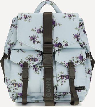 Ganni Re-tech Nylon Backpack with floral pattern Female UNI