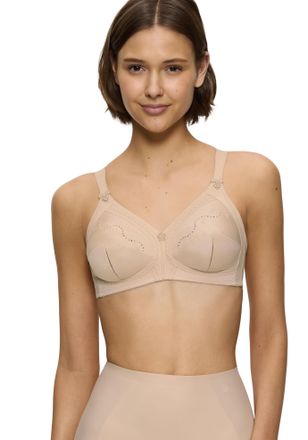 Triumph B&uuml;gelloser BH TRIUMPH Doreen + Cotton 01 N, Damen, Gr. 100, Cup F, beige, Microtouch, Obermaterial: 35% Polyester, 29% Polyamid, 22% Baumwolle, 13% El