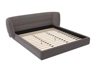 Vente-Unique Cama de 160 x 200 cm con cabecero curvado - Tela de rizo - Gris - LARUMO de Maison C&eacute;phy