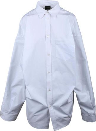 Balenciaga Camicia Over Asimmetrica - Dames - Overhemden - Wit - M - Katoen - Overhemden