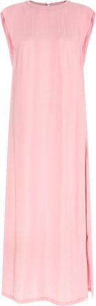 Nude Pink Round Neck Maxi Dress