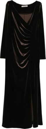 D.exterior Draped Long-Sleeve Dress - Dames - Maxi kleedjes - Bruin - S - Kleedjes