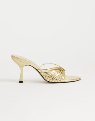Topshop Simba - Sandali stile sabot color oro con fascette sottili