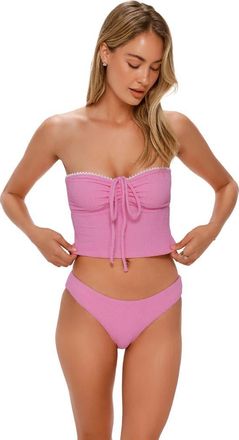 Swim Systems Pom Pom Dolly Crop Top Bikini Swimsuit in Cotton Candy Scrunch at Nordstrom, Size Xx-Large
