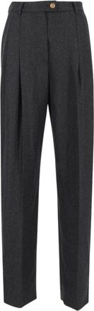 Dolce & Gabbana Wool flannel trousers - Dames - Straight fit broeken - Grijs - S - Wol - Broeken