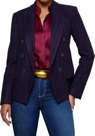 L'agence Kenzie Pinstriped Blazer In Midnight Red Pinstripe