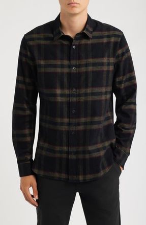 Vince Holme Plaid Cotton Corduroy Button-Up Shirt in Terrapin Combo at Nordstrom, Size Xx-Large