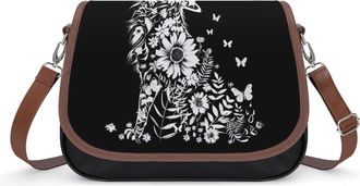 Generic Wolf And Butterflies Crossbody Bags for Women Shoulder Messenger Bag Purse Handbags