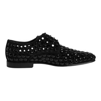Dolce & Gabbana Suede Strass Derby - Heren - Nette schoenen - Zwart - 39 1/2 EU - Leer - Schoenen