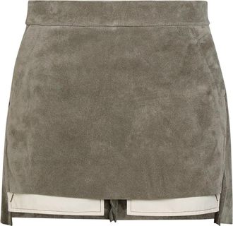 Rick Owens Fog Suede Mini Skirt - Light Grey - 44 (UK12 / M)