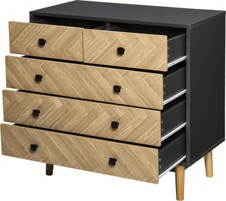 HOMCOM Cassettiera Per Camera Da Letto In Legno Stile Vintage Industriale