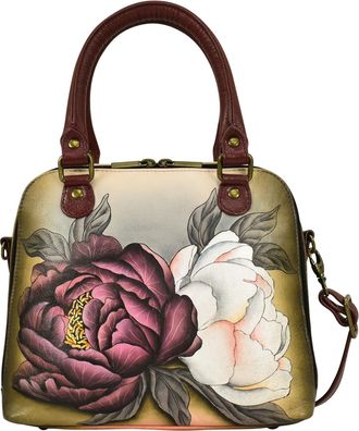 Anuschka Womens Double Zip Organizer Satchel, Floral Grace, One Size