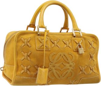 Loewe Amazona Suede Yellow Suede Handbag (Pre-Owned)