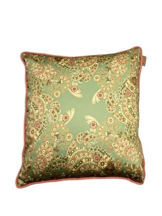 Etro Home Kussen met bloemenprint en touw afwerking (45 cm x 45 cm) - Groen