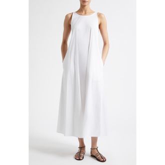 Max Mara Cotton Blend Stretch Poplin Sundress in Optical White at Nordstrom, Size 10