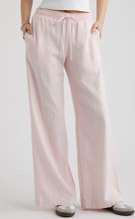 BP. Linen Blend Beach Pants in Pink- White Nia Stripe at Nordstrom, Size Xx-Small