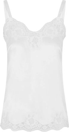 Dolce & Gabbana Satijnen Kant Top - Dames - Tops zonder mouwen - Wit - M - Satijn - Tops