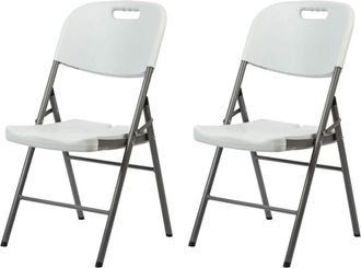 Mobili Rebecca Mobili Rebecca - Sedie da Esterno Rebecca Mobili Quiver 88x45x50 Plastica Acciaio Bianco Grigio Moderno set 2 pezzi Montato