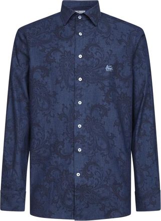 Etro Paisley Print Shirt - Heren - Casual Overhemden - Blauw - M - Katoen - Overhemden