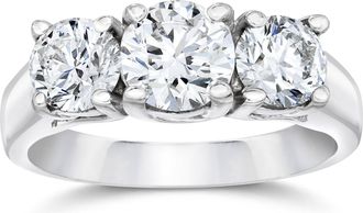 Pompeii3 1ct 3-Stone Round Diamond Engagement Ring 14K White Gold Size Selectable