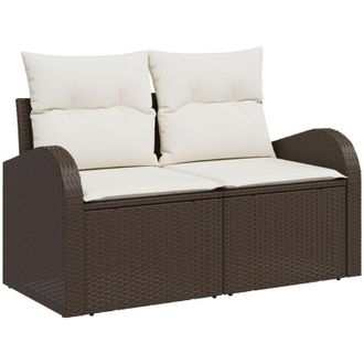 vidaXL Sof&aacute; De Jard&iacute;n Con Coj&iacute;n Marr&oacute;n 124 X 62 X 69cm Rat&aacute;n Sint&eacute;tico Vidaxl