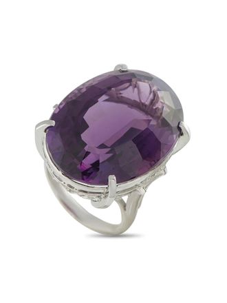 Luxury Bazaar Platinum ring met amethist - Zilver