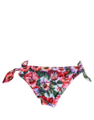 Dolce & Gabbana Floral Print Nylon Bikini Bottom - White