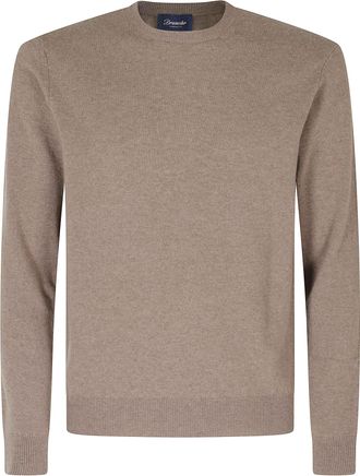 Drumohr Beige Crew Neck Cashmere Wool Sweater