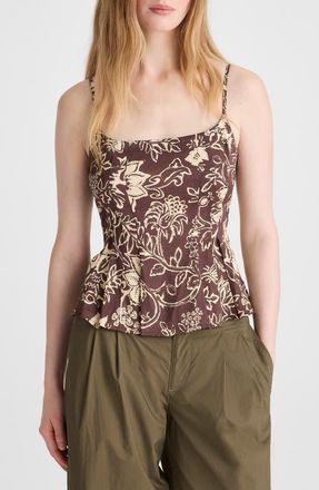 Madewell Darted Peplum Camisole in Dark Brown at Nordstrom, Size 00