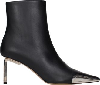 Off-white Black Leather Ankle Womens Boots