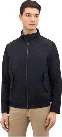 Brooks Brothers Virgin Wool Harrington Jacket - Heren - Zomerjassen - Blauw - L - Wol - Jassen