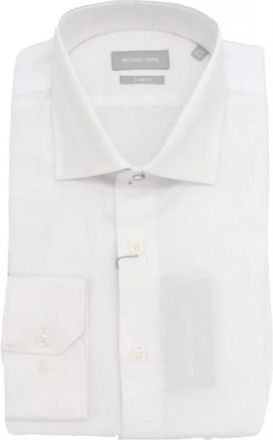 Michael Kors Slim-Fit Gestructureerd Overhemd - Heren - Zakelijke Overhemden - Wit - 3XL - Leer - Overhemden