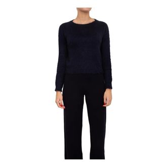 Max Mara Round-neck Knitwear, female, Blue, Size: XS Aceto Crewneck Sweater