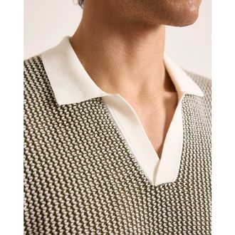 Orlebar Brown Horton Crochet Tailored Chevron Crochet Polo in Bayleaf Green at Nordstrom, Size Xxx-Large