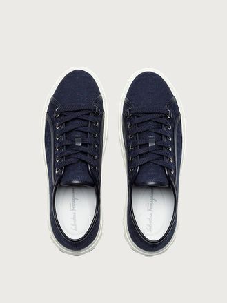 Ferragamo Canvas Lace-Up Sneaker - Navy