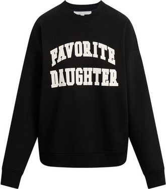 Favorite Daughter Collegiate Cotton Blend Sweatshirt in Black/Pale Pink at Nordstrom, Size X-Large