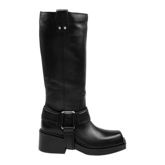 Vic Mati&eacute; Schoenen, Dames, Zwart, 40 EU, Leer, Zwarte Leren Enkellaarzen Vierkante Neus