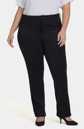 NYDJ Marilyn High Waist Straight Leg Faux Suede Pants in Black at Nordstrom Rack, Size 22W