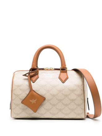 MCM small Ella Boston Lauretos bag - women - Leather/Canvas - OS - Neutrals