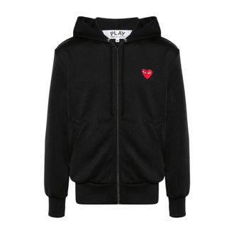 Comme Des Gar&ccedil;ons Zip-throughs, female, Black, Size: XS Logo Cotton Hoodie