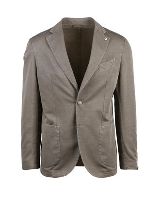 L.B.M. 1911 Grey Unlined Notch Lapels Cotton-Linen Blazer
