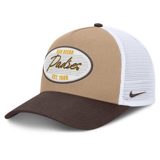 Nike San Diego Padres Rise Nike Mens MLB A-Frame Trucker Adjustable Hat in Brown | NB1F0JOXPYP-G3T